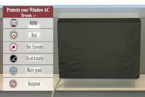 Image of The Furnishing Tree Elastic fit waterproof Polyester window ac cover compatible for Blue Star 2 Ton WFD324E Dustproof cover for inner and outer section, Military