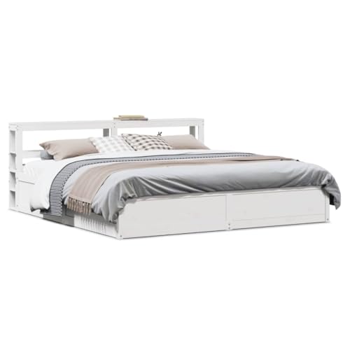 DYRJDJWIDHW Bed Cama Juvenil somier Sofa Cama individualEstructura Cama cabecero Madera Maciza Pino Blanco 180x200 cmAdecuado para dormitorios