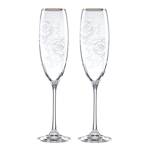 Lenox Silver Peony Toasting Flute, 2 Count (Pack of 1), Clear #1