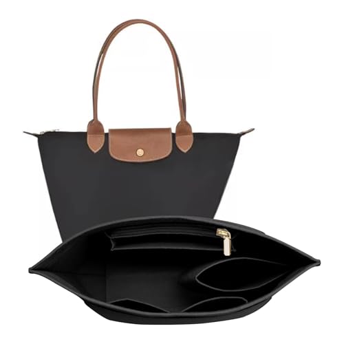 LOUKAYCCI Felt Purse Organizer Insert for Longchamp Le Pliage L Handbag Insert (Large, Black)