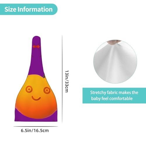 Smiley Orange Print Newborn Baby Hat, Soft Top Knotted Beanie Cap, Cute Infant Headwear for 0-6 Months Welcome Party4