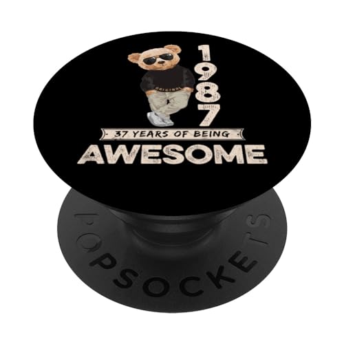 Oso de peluche original para hombre y mujer, 37 cumpleaños, 1987 PopSockets PopGrip Intercambiable