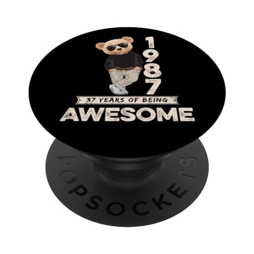 Oso de peluche original para hombre y mujer, 37 cumpleaños, 1987 PopSockets PopGrip Intercambiable