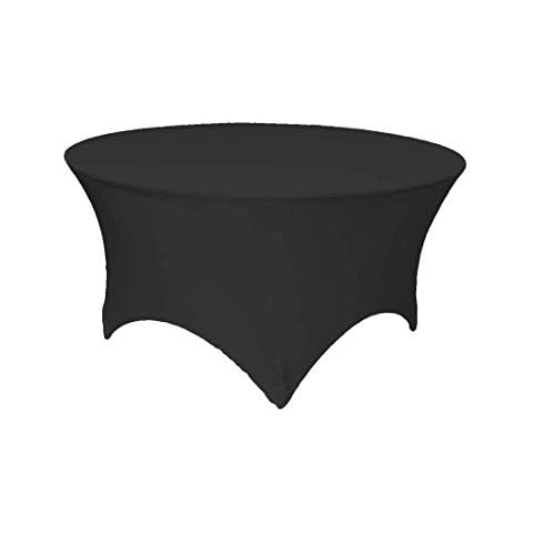 Zdada 72" Black Spandex Round Tablecloth Stretch Table Cloth 6ft Fit Wedding Banquets Trestle Table Cover Cover