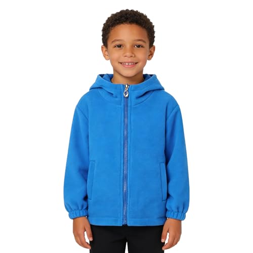 Image of LittleSpring Neutral Boys Girls Reversible Plaid Polar Fleece Jackets with Hooded Waterproof Outerwear