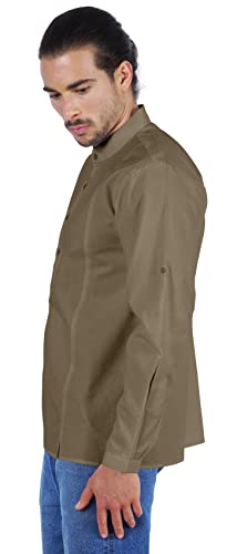 Atasi Indian Mens Henley Shirt Long Sleeve Casual Mandarin Collar Short Kurta4