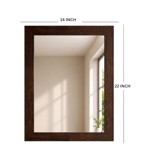 Image of Creative Arts n Frames Wall Decor Hand Crafted Wooden HD Wall Mirror Panel for Living Room Bedroom Lobby Modern Wall Decor Home Decor Items (Regular Chocolate 14x22 inch Framed HD Mirror)