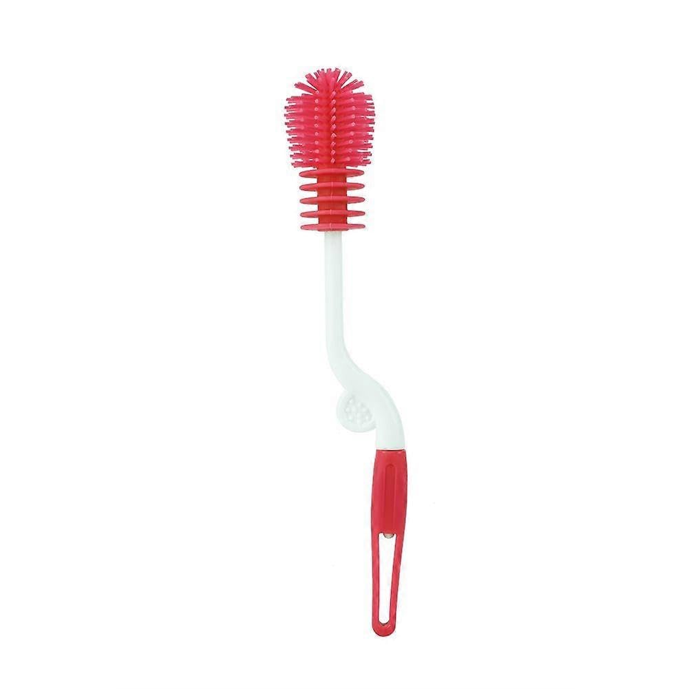 JOYHAPPST 360 Degrees Silicone Cleaning Brush Multi-function Spiral Durable Cleaner for Bottle Cup (Red)