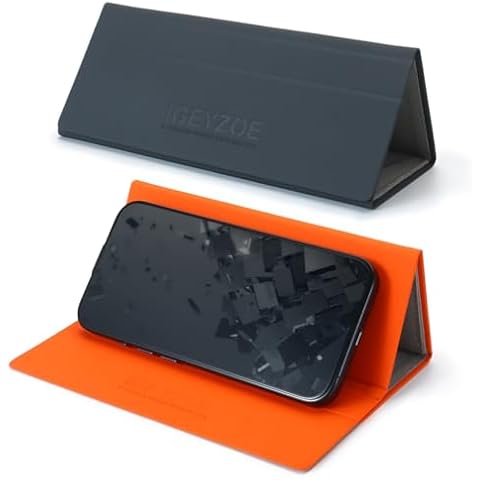 iGeyzoe Glasses Case 2 Pack, Eyeglasses Case Hard Shell For Men Women, PU Folding Glasses Sunglasses Case Portable Dual-Purpose Utility (Grey+Orange) Cover