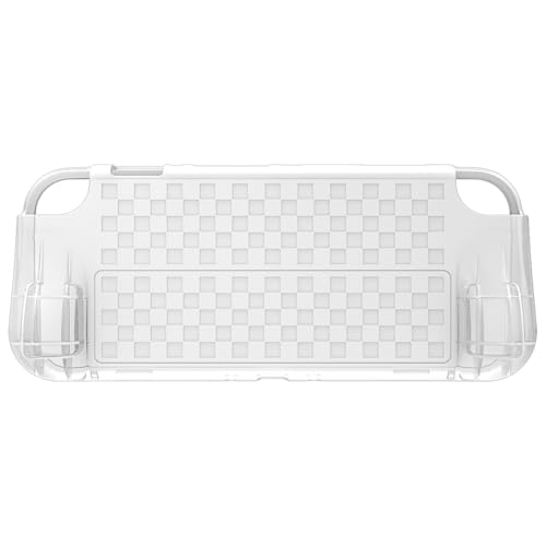 Funda para consola de juegos OLED Nintendo Switch, funda de TPU con agarre ergonómico, funda protectora para NS Switch OLED 2021, absorción de golpes, 2 ranuras para tarjetas (blanco)