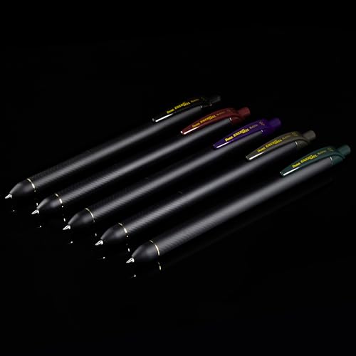 Image of Pentel EnerGel Kuro Retractable Liquid Gel Pen, Shades of Black, 0.7mm tip, Assorted black ink, pens (BL437PF5MA) (Pack of 2)