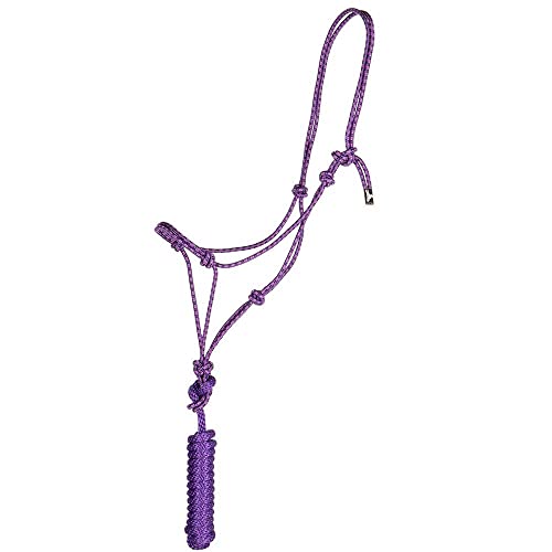 Mustang Rope Halter with Lead Hot Pink/Black