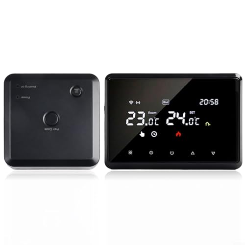Termostato WIFI controlado por voz para sistemas de calefacción inteligente para el hogar compatible con la aplicación Tuya (negro)