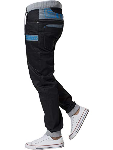 Enzo Mens Cuffed Denim Jogger Jeans Twill Pants3