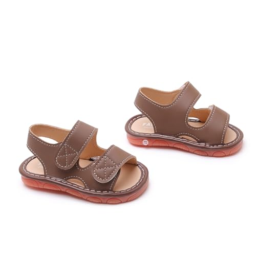 Image of WILLFUN Baby Boy Girl Summer Infant Squeaky Sandals Premium Rubber Sole Closed-Toe Non-Slip Shoes Toddler First Walkers