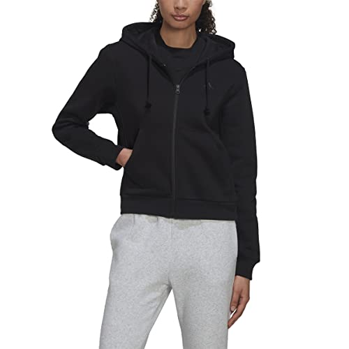 adidas Women's All SZN Fleece Full Zip Hoodie, Black, Large