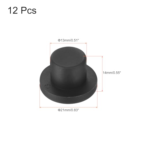 Image of uxcell High Temp Silicone Plug Mount Dia 13mm /0.51 inch t Shaped Rubber Stopper Hole Plugs for Powder Coating Plating Waterproof Plugs Sealing Plugs Black Pack of 12(OD 21mm)