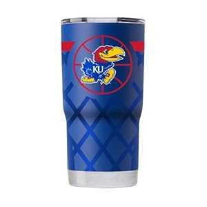 Gametime Sidekicks Kansas 20oz Blue Tumbler – Officially Licensed, 18/8 Stainless Steel, Double-walled, Vacuum-insulated, UV LED Printed Logos, Sweatless, Stays Hot/Cold – Basketball Net Wrap