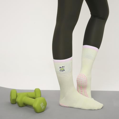 Image of Mint & Oak Pilates Socks with Grips for Women, Ankle Length Non-Slip Yoga Socks, Cotton Ideal For Yoga, Pilates, Gym, Workout, Cute Women's Gift