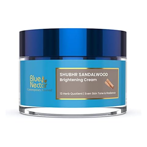 Blue Nectar Ayurvedic Brightening and Hydrating Face Cream | Daily Face Moisturiser with Sandalwood, Turmeric, Almond Oil & 13 Ayurvedic Herbs (Women, 50 gm) Cover