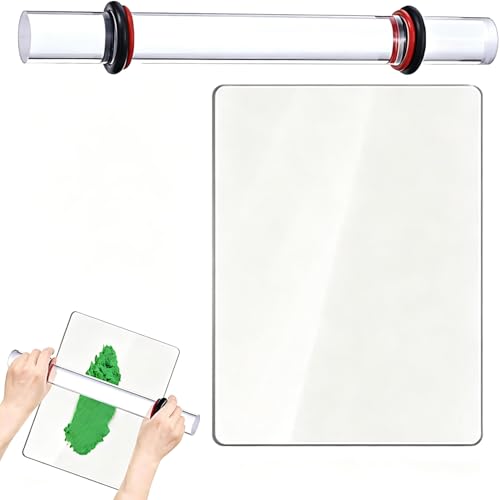 Alfven Set Rouleau et Plaque en Acrylique 19x2cm 10x15cm Transparent Incassable pour Pâte...
