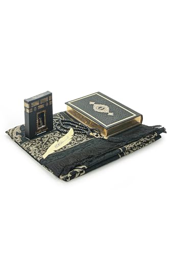ihvan online Prayer Gift Set for Men & Women, Muslim Prayer Rug, Salah Mat, Beads Taasbih, Arabic Holy Quran - Image 4