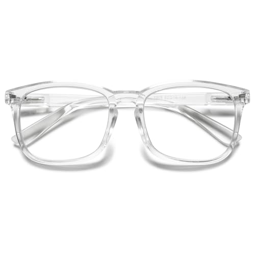 Lanomi Lesebrille Blaulichtfilter Brille für Damen Herren Rechteck Lesehilfe Federscharnier Sehhilfe Anti Blaulicht Brillen Ohne stärke (Transparent, 0)