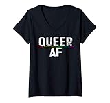 donna queer af shirt men women lgbt pride gift gay lesbian march maglietta con collo a v