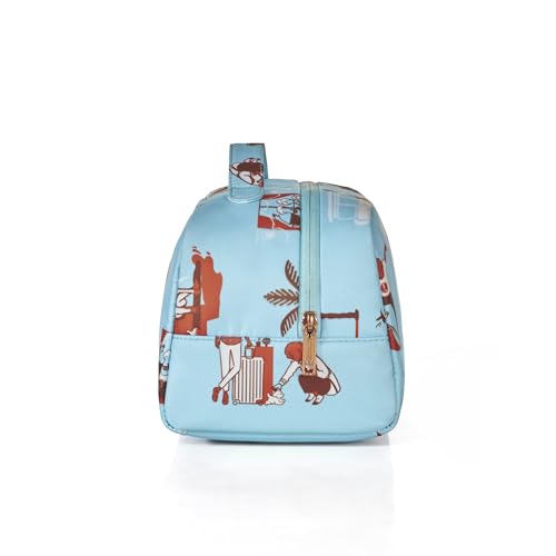 Image of American Tourister x Love Child by Masaba Polyester Travel Kit /Multipurpose Toiletry & Cosmetic Bag /Water-Resistant Organizer Pouch /Stylish & Lightweight for Men & Women- Light Blue