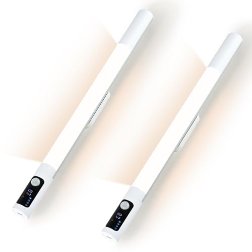 Motion Sensor Lights Indoor, Under Cabinet Kitchen Lights, 2000mAh Rechargeable LED Light with 3 Colors & 4 Brightness, Wireless Stick-On Wardrobe Light with Magnetic Base for Toilet, Stairs, 2 Pack