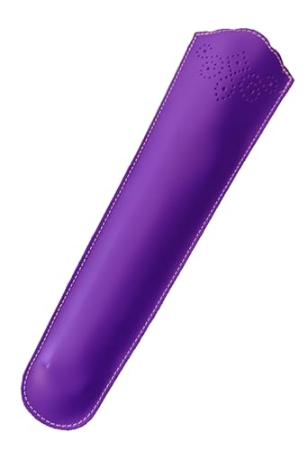 Funda de abanico de cuero color violeta. Estuche de piel para abanico. Abaniquera violeta. Protector de abanico de cuero