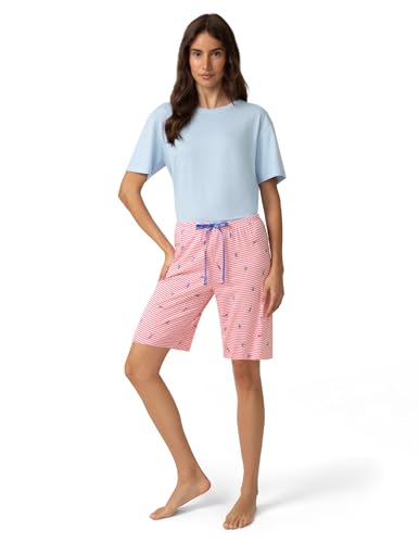 Image of HUE Women's Summer Vacation Pajama Separates, Soft, Whimsical Print Pjs with Tropical Beach Themes, Flip Flops, Cocktails