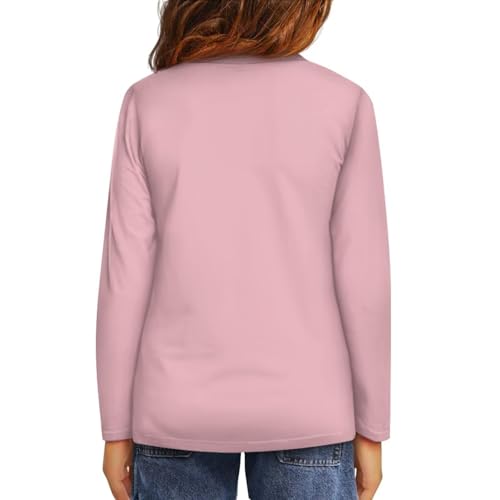 Image of Girls Long Sleeve Shirt with Cute Graphic Casual Pullover Tops 3-16Y