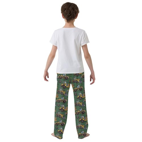 ZZXXB Bulldozer Boys Long Pants Soft Trousers Elastic Waist Kids Lounge Bottoms with Pockets S-XL3