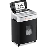 Bonsaii 120 Sheet Auto Feed Office Paper Shredder, 30 Minutes Micro Cut Heavy Duty Shredders with 4 Casters, P-4 High Security Level, 6 Gallon Large Bin