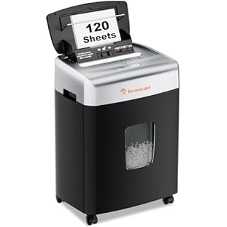 Bonsaii Paper Shredder for Office, 120-Sheet Autofeed Heavy Duty Shredder for Home Office Use, 30 Minutes/Micro Cut/P-4 High Security Level/6 Gallon Large Bin