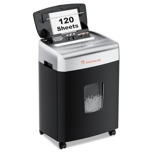 Bonsaii Paper Shredder for Office, 120-Sheet Autofeed Heavy Duty Shredder for Home Office Use, 30 Minutes/Micro Cut/P-4 High Security Level/6 Gallon Large Bin
