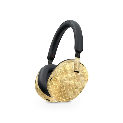 Image of MightySkins Glossy Glitter Skin Compatible with Sony WH-1000XM5 Headphones - Gold Tiles | Protective, Durable High-Gloss Glitter Finish | Easy to Apply, Remove, and Change Style