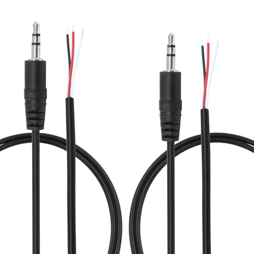 Jiozermi 4 Pcs 3ft Replacement 3.5mm Male Plug to Bare Wire Open End TRS 3 Pole Stereo Audio Cable, 1/8' 3.5mm TRS Male Jack Cables Connector Adapter for Speaker Headphone Microphone Cable Repair