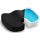 Premium Gel Seat Cushion for Tailbone, Sciatica, and Back Pain Relief – Orthopedic Memory Foam & Gel-Enhanced Support – Non-Slip Design for Office Chair, Car Seat, and Home (Black)
