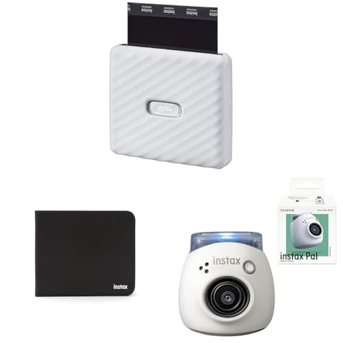 富士フイルム(FUJIFILM) クリスマスプレゼント お年玉ギフト ワイドスマホプリンター "チェキ" instax Link WIDE アッシュホワイト INS LINK WIDE A WHITE & 手のひらサイズカメラ チェキ INSTAX Pal ミルキーホワイト 広角レンズ マルチフォーマット INS PAL WHITE + アルバム（Amazon）