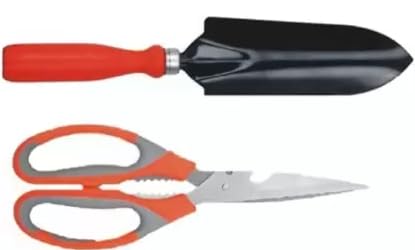AGT Small Trowel and Gardening Scissor Set | Home and Terrace Garden Tool Set Garden Tool Kit (2 Tools)