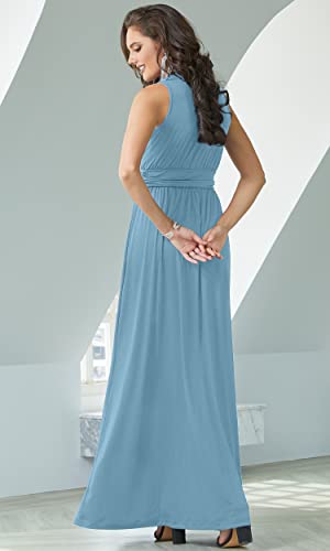 Image of KOH KOH Womens Long Sleeveless Flowy Bridesmaid Cocktail Evening Gown Maxi Dress