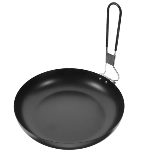 NOLITOY Portable Nonstick Iron Cooking Pan for Outdoor Camping Hiking Picnic Lightweight Foldable Frying Pan High-Temperature Resistant Multi-Functional Cookware for Outdoor Enthusiasts