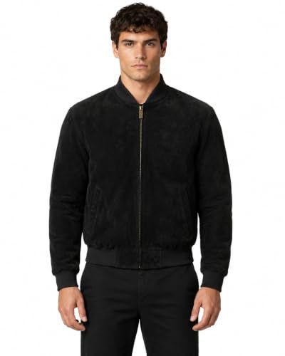 Image of REED EST. 1950 Men's Luxury Suede Leather Baseball Jacket - Premium Soft Suede with Smooth Interior Lining