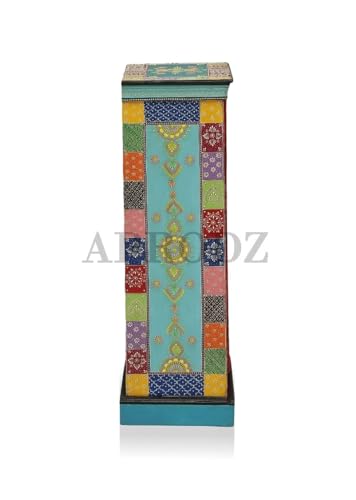 Image of APRODZ Wooden Handpainted Storage Cabinet for Home (Multicolor)