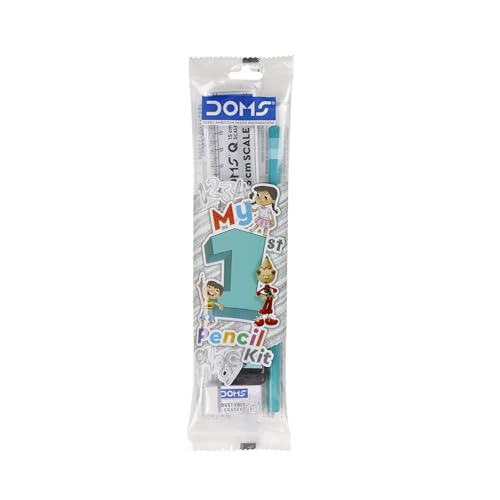 Image of Doms My 1st Pencil Kit | Combination of 4 Various Stationery Items: Pencil, Eraser, Pencil Sharpener and Scale | School Essentials for Kids | Official Merchandise pack of 20