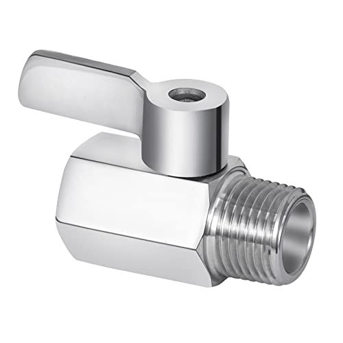 Shower Head Shut Off Valve, 304 Stainless Steel Mini Ball Valve Npt Thread(1/2" Male X 1/2"Female),Shower Head Flow Control Valve,Water Flow Control Valve（1 Pack） #TOP2