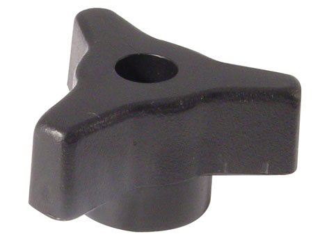 1.75 dia., 3/8-16 thds., Black Phenolic Three Prong Plastic Knobs Steel Insert w/Knob-Lok Thru Hole (1 Each)