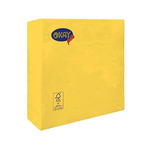 Okay Lot de 50 Serviettes Jaune Citron 33 x 33 cm
